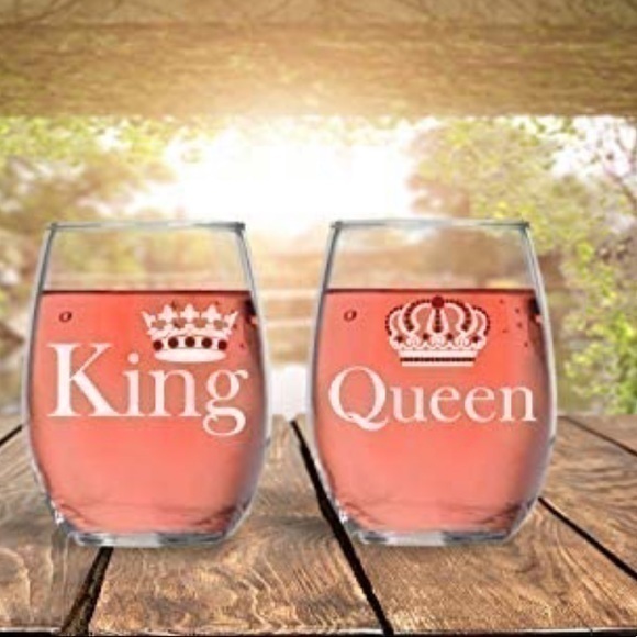 Other - King & Queen 15oz Crystal Wine Glass Set